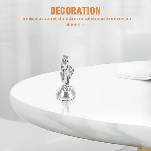 Masteelf Silver Zinc Alloy Blessed Mother Statue with Exquisite Craftsmanship for Home Decoration Small Baby Jesus Figurine 3.5 Inches