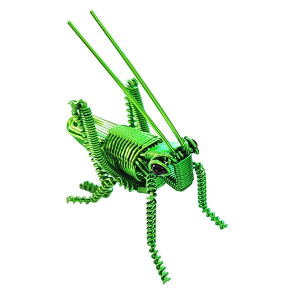 IDEANATEGRATE Green Aluminum Locust Figurine Realistic Simulation Statue for Home Decoration