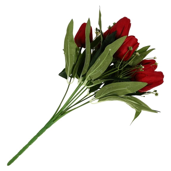 Masteelf  Simulation Tulip Daffodils Artificial Flowers Garland Photo Ornaments Plant Bride Red