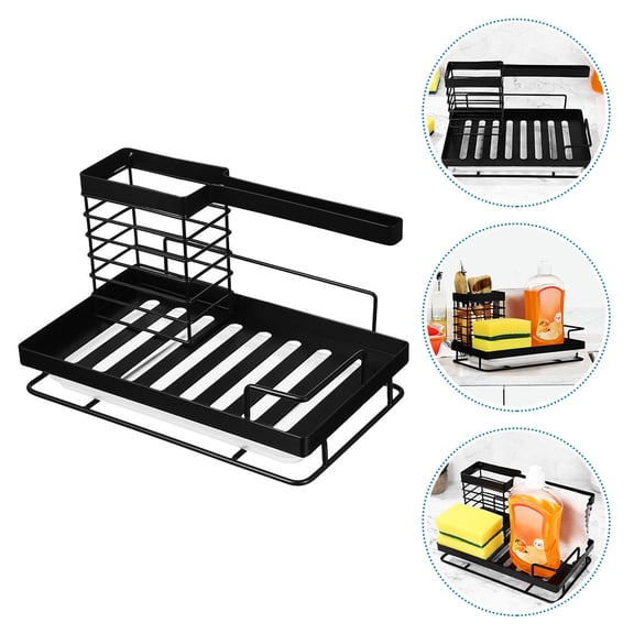 Masteelf Bathroom Sink Organizer with Drainer Rack and Removable Dish Cloth Holder for Kitchen & Bathroom Storage Solutions