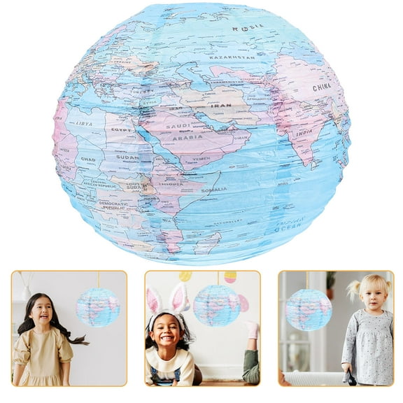 Masteelf Skyblue Earth Shaped Paper Lantern for Decoration Lightweight Foldable 7.87 Inches