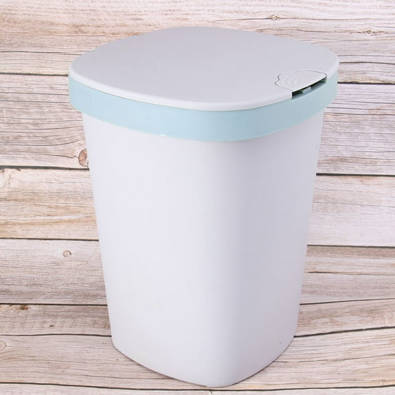 Masteelf Skyblue Plastic Pushbutton Trash Can with Lid for Storage Large Capacity Size L