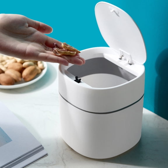 Masteelf  Small Waste Paper Bucket Countertop Garbage Pail Travel White