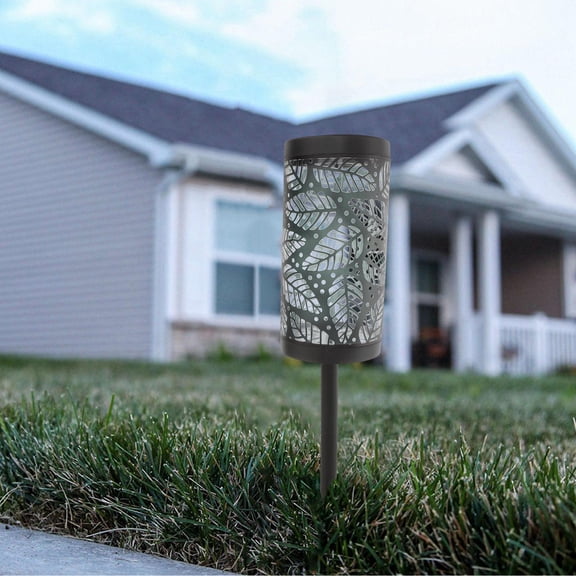 Masteelf Solar Light Ground Plug Lamp Solar Pathway Light Hollowed Lampshade Garden Light