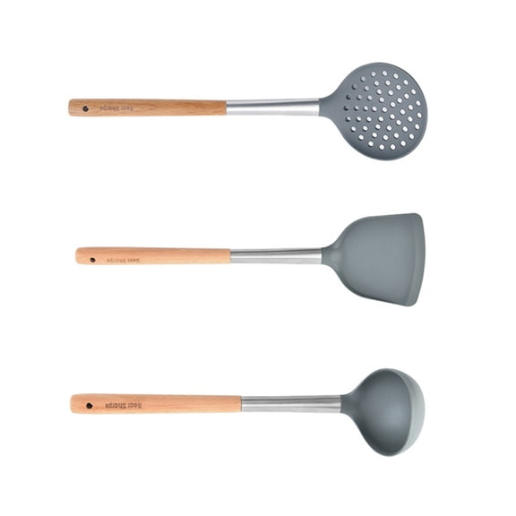 OFFIGAM Practical Grey Silicone Kitchen Tools Set for Home and Restaurant