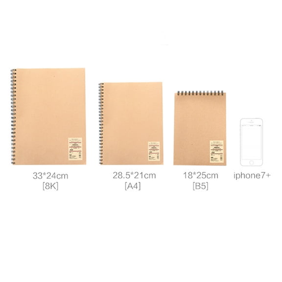 Khaki Spiral Notebook with Thick Large Paper Pages for Drawing and Writing B5 Size