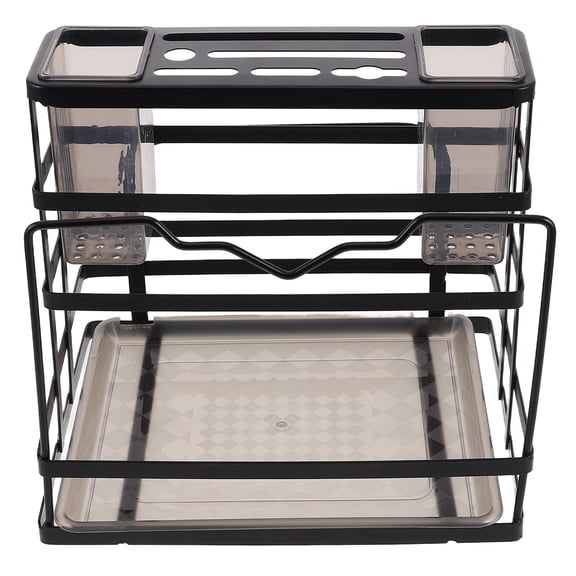 IDEANATEGRATE Multifunctional Black Carbon Steel Sink Organizer Rack for Kitchen Utensils and Cutting Boards