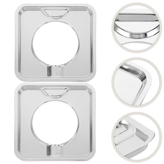 OFFIGAM Oil Drip Pan Gas Cooktop Drip Tray Silver Stainless Steel 4Pcs