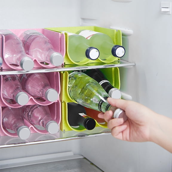 Masteelf Stackable Plastic Beer Rack for Kitchen Desktop Green Color Fits Most Refrigerators and Pantries 3Pcs