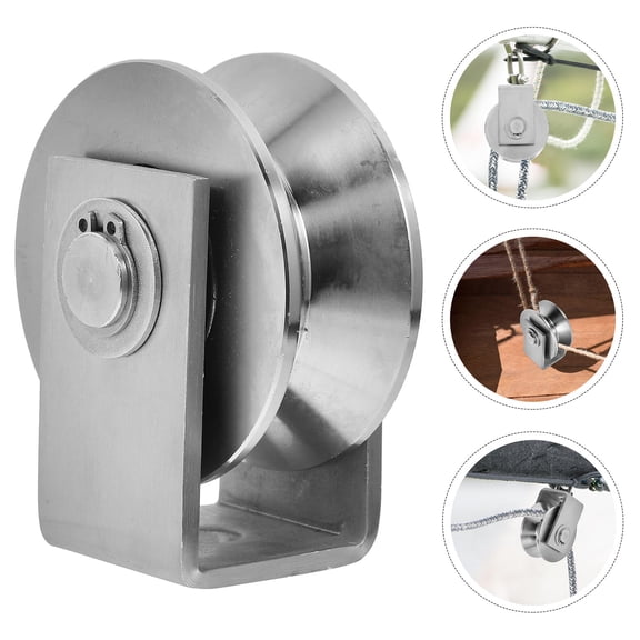Masteelf Stainless Steel Bearing Pulley Wire Rope Fixed Pulley Groove Wheel Sliding Door Track Wheel Lifting Pulley (V Wheel, Groove Width 22mm)