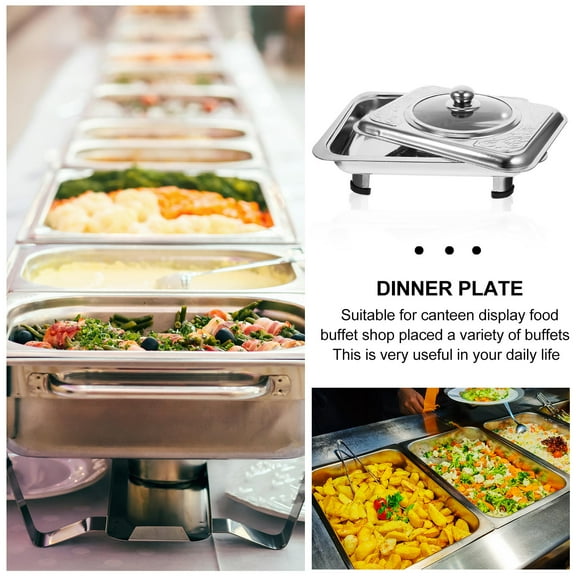 SWETRACE Stainless Steel Buffet Tray for Barbecue Restaurant, 13.36 x 11 x 2.75 Inch Serving Platter