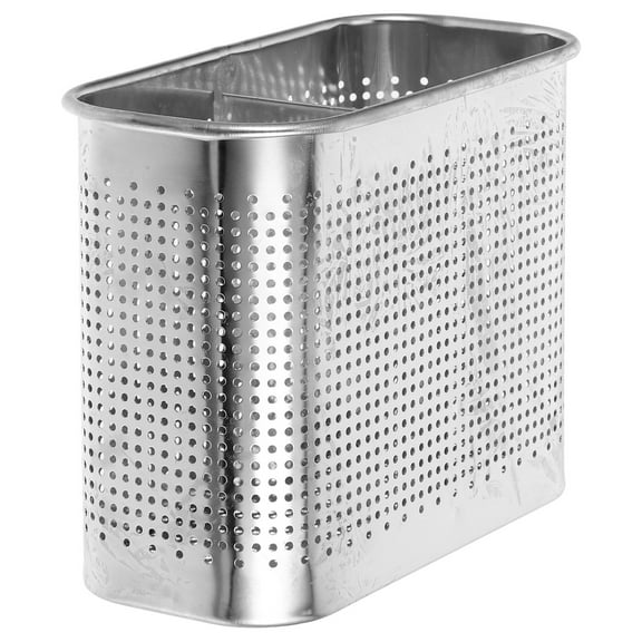 Masteelf Stainless Steel Chopstick Holder Kitchen Wall Utensil Holder 2-compartment Spoon Holder Hanging Type Cutlery Holder Basket