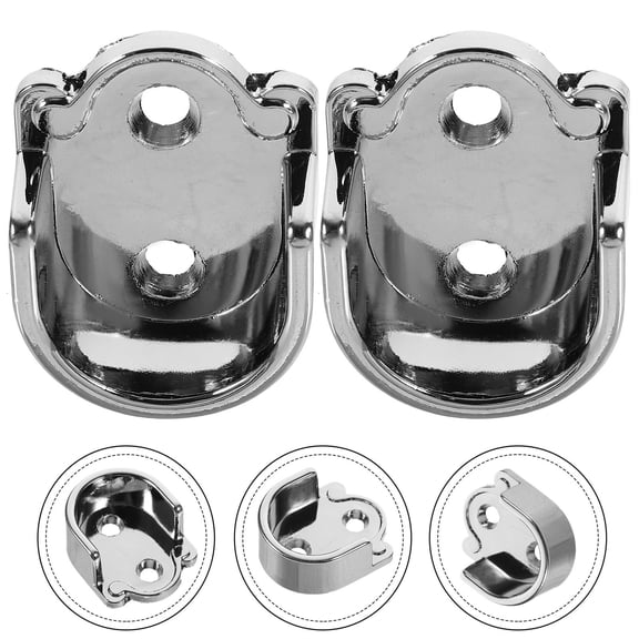 HEATSHAKING Closet Pole Socket Flange Shape Round Tube Base 2Pcs 1.6X1.3X0.6In