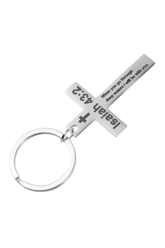 OFFIGAM Adults Keychain Vintage Cross Key Pendant Silver 1Pack