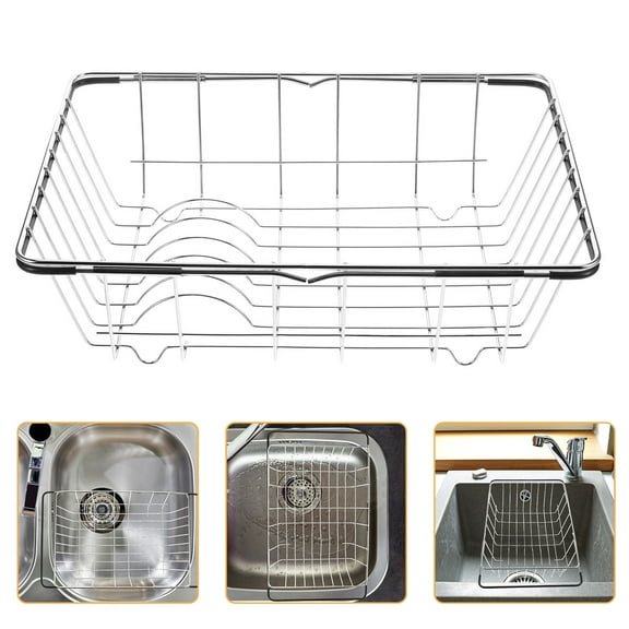 Masteelf Stainless Steel Expandable In-Sink Dish Drying Rack for Kitchen Sink Adjustable Design Sink Draining Rack Space-Saving Storage In Sink Dish Rack