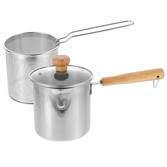 Masteelf Stainless Steel Frying Pan with Basket, Nonstick Skillet for Cooking, Ergonomic Handle, Easy to Clean, 1 Set