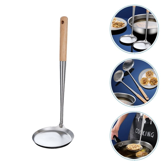 SWETRACE Stainless Steel Cooking Spoon, Kitchen Utensil for Frying and Stirring, 13.4 x 4.1 x 4.1 inches, 1 Piece