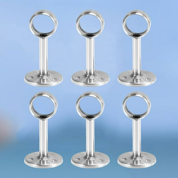 Masteelf Stainless Steel Hanging Rod Support for Closet, Heavy Duty Wardrobe Rail Bracket, 6pcs Set, Silver