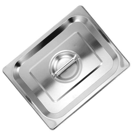 Masteelf Stainless Steel Rectangular Pan Lid with Handle, Handled Pan Cover, Rectangular Pot Lid, Hotel Buffet Pan Protector