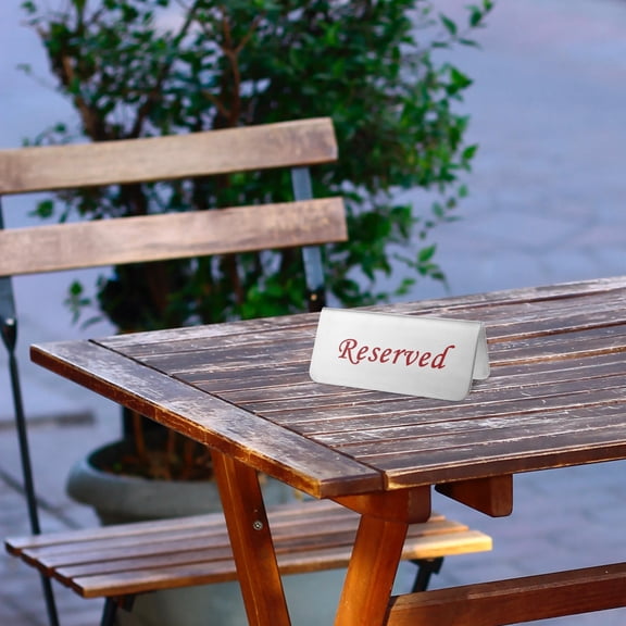 Masteelf Stainless Steel Reserved Table Sign for Decor Durable Silver Doublesided Design Fits Restaurants