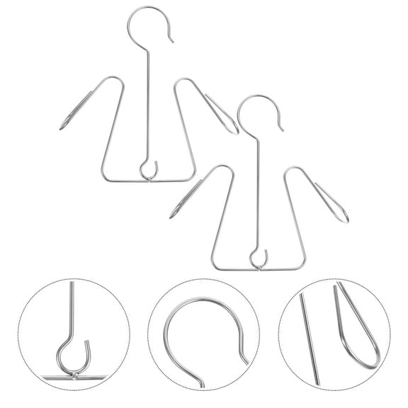 Masteelf Stainless Steel Shoe Hangers with Double Hooks for SpaceSaving Shoe Storage in Silver, 2pcs