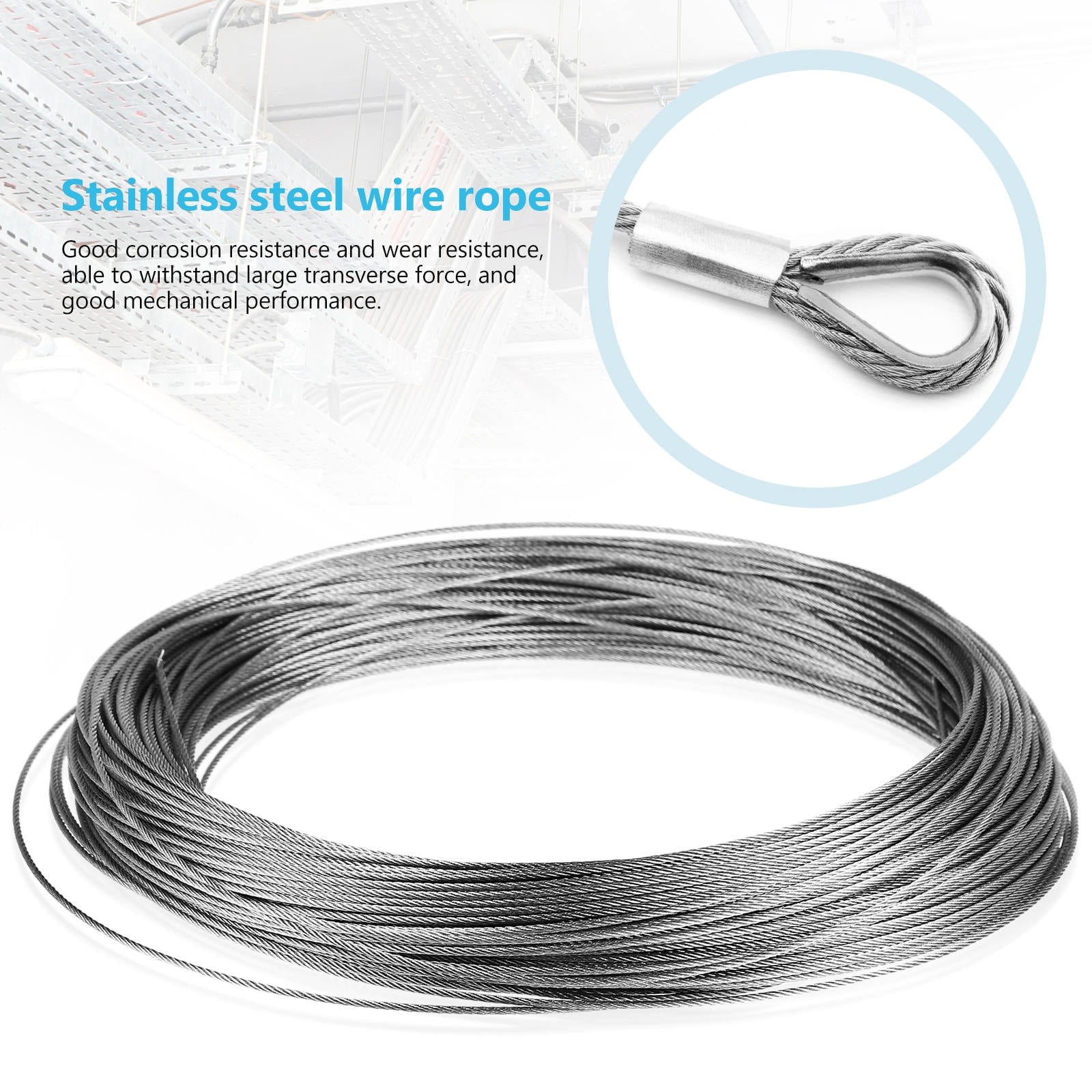 Masteelf 1/8 Inch Diameter Stainless Steel Wire Rope with Smooth ...