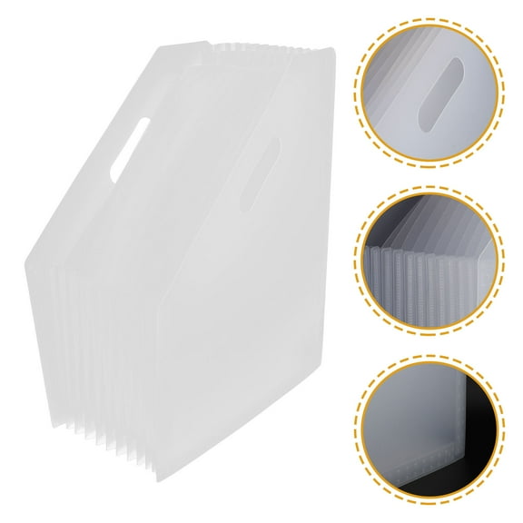 Masteelf Stand File Folder Storage Rack Accordion Folder Office 32.3x25.5x2CM Transparent