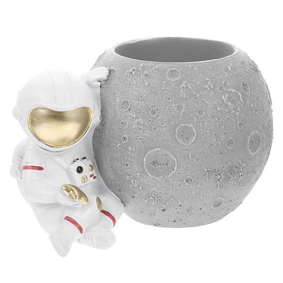 OFFIGAM Astronaut Pen Holder Resin Desktop Organizer Decorative Figure for Office and Home, Stationery Pot, 1 Set