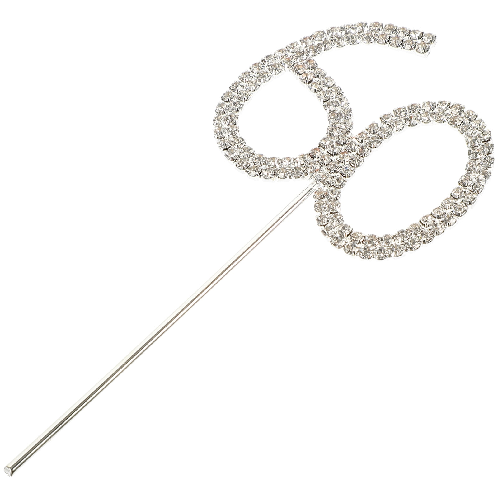 Masteelf Stunning Rhinestone Cake Topper for 60th Birthday Party or Anniversary Silver Alloy 12cm