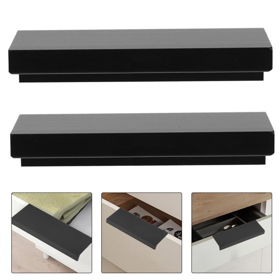 Masteelf Sturdy Aluminum Edge Pulls for Furniture Black Pair Sliding Door Handles 1 Pair