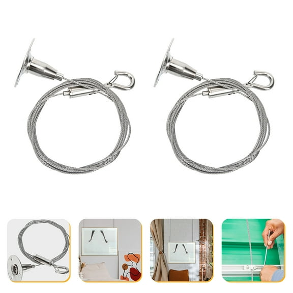 Masteelf Sturdy Wire Rope Hangers for Hanging Use Made of Stainless Steel and Carbon Steel Silver 2 Pcs