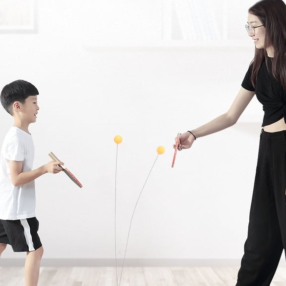 Masteelf Table Tennis Trainer Children Elastic Shaft Self-training Artifact Home Indoor Racket Toys (Red)