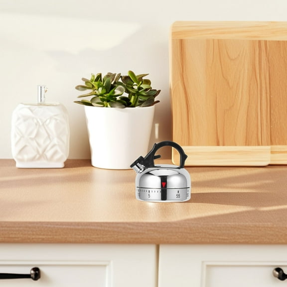 Masteelf Tea Kettle Countdown Timer Small Teapot Timer Student 6.50X6.00X5.80CM Silver