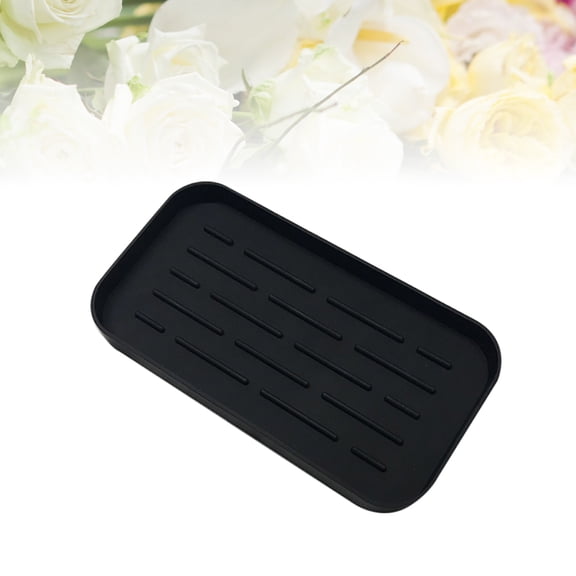 HONITANO Deep Grooves Silicone Dish Drying Mat Black for Kitchen Counter Organization