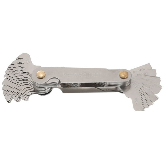 HONITANO Stainless Steel Thread Pitch Gauge Metric Inch Screw Measuring Tool Foldable Plated Silver
