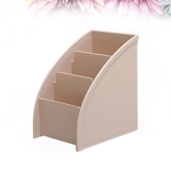 Masteelf Khaki Plastic Storage Box with 3 Compartments, Trapezoidal Desktop Organizer for Bedroom, Study, Living Room Use