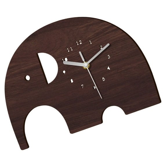 Masteelf  Timer Ticking Clock Wooden Elephant Wall Lightweight Creative Office