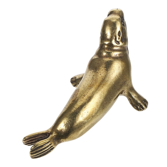 Masteelf Tiny Brass Seal Figurine Miniature Animal Sculpture for Desk Ornament Party Decorations Vintage Seal Sculpture for Home Shop