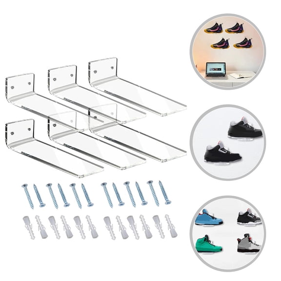 Masteelf Transparent Acrylic Shoe Display Racks for Storage Use with Screws 6 Pieces