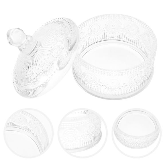 Masteelf Transparent Glass Candy Jar with Lid for Storage Simple and Practical Embossed Design 7.87 Inches