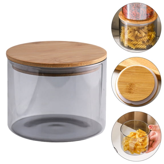 KALLORY Sealed Jar Transparent Square for Household Item Kitchen Use 1Pcs 4.1*4.1*3.3in