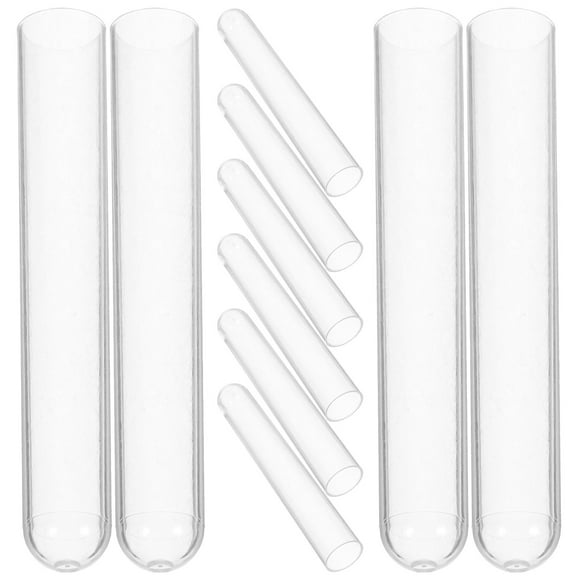 Masteelf Transparent Plastic Test Tubes with Sturdy Plastic Stopper for Labs 10pcs Small Size