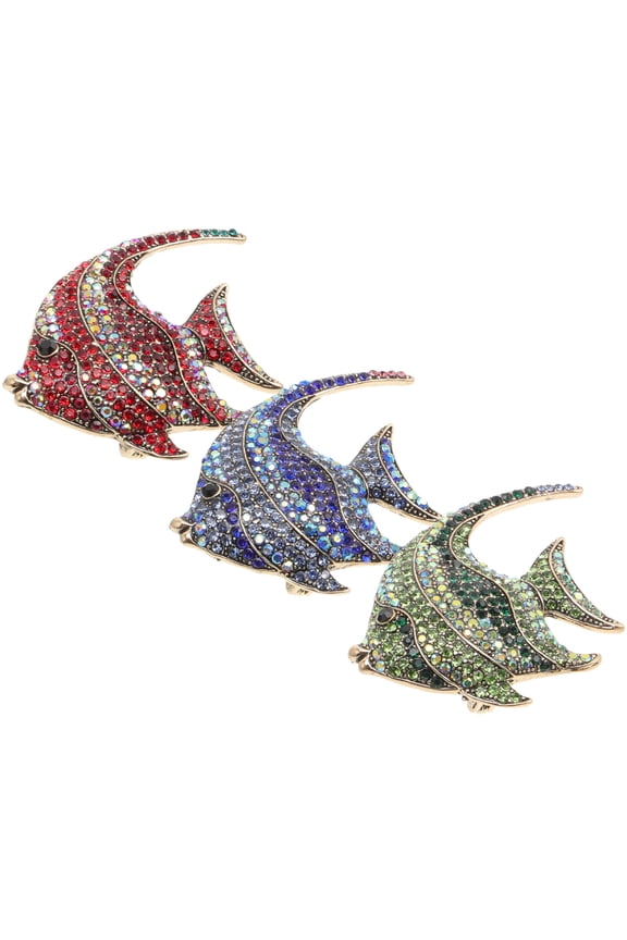 Tropical Fish Brooch Pin Made of Durable Alloy for Decoration Assorted Color 3 Pieces