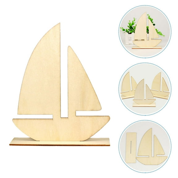 Masteelf Unfinished Wood Crafts for Painting and DIY Projects Boat Shape Wooden Cutouts for Home Decor 12pcs