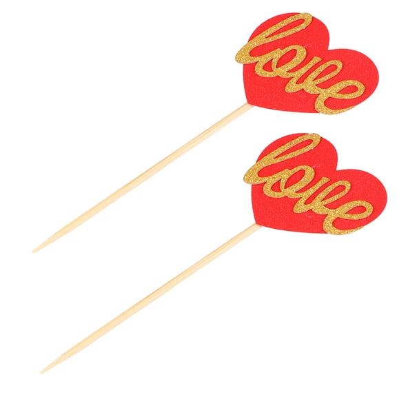 Masteelf Valentine's Day Heart Cake Toppers Romantic Cupcake Ornament Picks for Cake Decoration Red Paper 20pcs