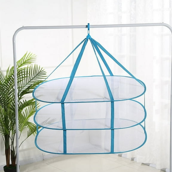 Masteelf Vegetable Dryer Drying Rack Net Mesh Clothing Foldable Blue