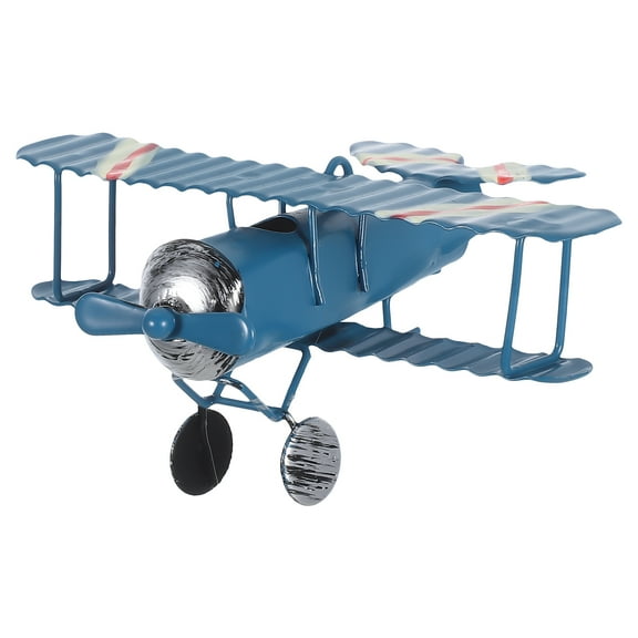 Masteelf Vintage Decorative Airplane Model Blue Metal Wrought Iron Plane Decor for Home Office Display 8.5x4.5x4.5 inches