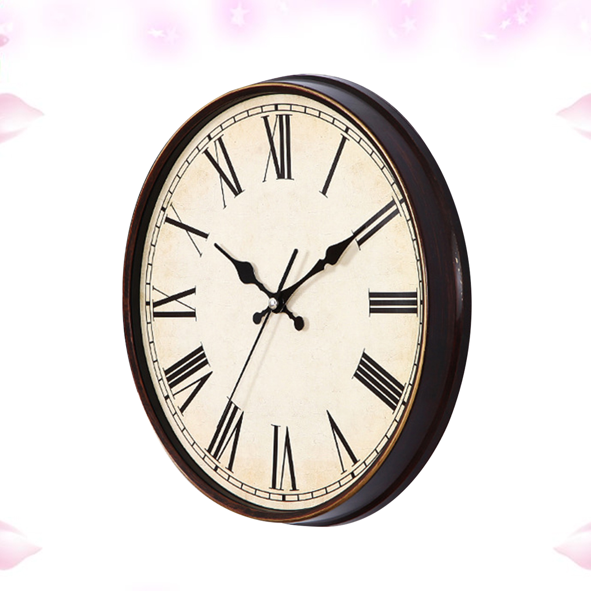 Masteelf Vintage Dial Clock European Round Roman Numeral Silent Clock 3D Large Decorative Wall Clock for Living Room Bedroom Kitchen