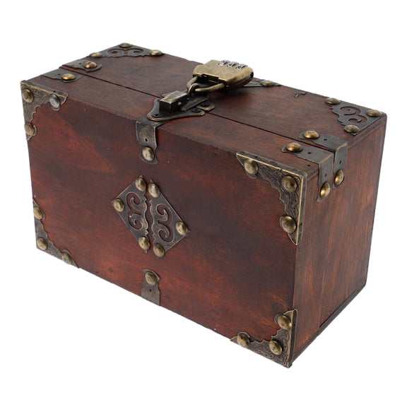 Masteelf Vintage Lockable Jewelry Container Retro Square Wooden Treasure Box Elegant Decorative Storage Organizer Unique Keepsake Box For Home Decor