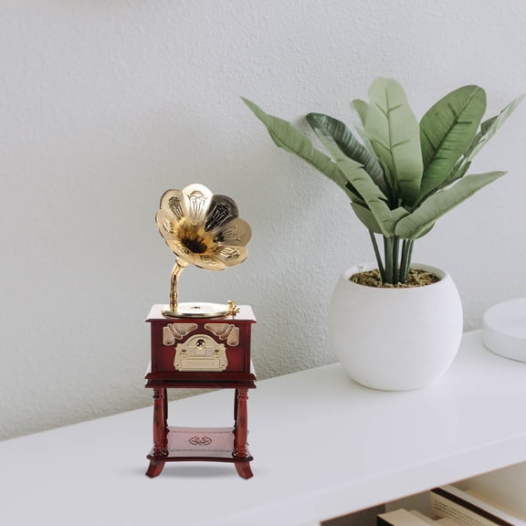 Masteelf Vintage Retro Mini Gramophone Music Box Phonograph Shape Musical Box Desktop Music Box for Home and Office Decor Present for Music Enthusiasts